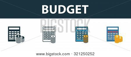 Budget Icon Set. Four Elements In Diferent Styles From Project Management Icons Collection. Creative