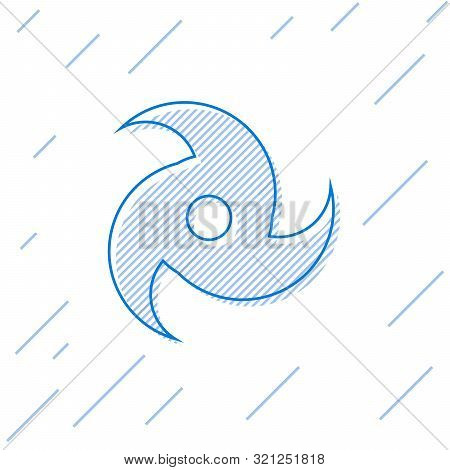 Blue Line Tornado Icon Isolated On White Background. Cyclone, Whirlwind, Storm Funnel, Hurricane Win