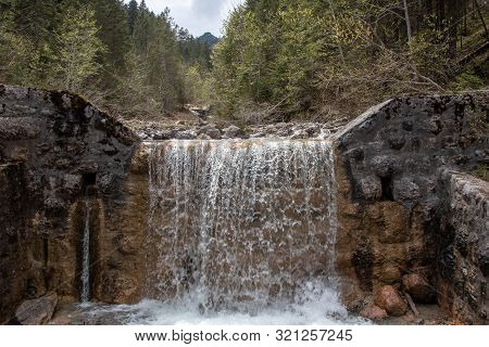 Panorama Of Untouched Landscapes In The Austrian Alps With River, Streams And Waterfalls