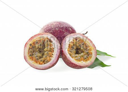 Passion-fruit Closeup An Isolated On White Backgrounds