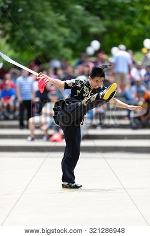 Columbus, Ohio, Usa - May 26, 2019: Columbus Asian Festival, Franklin Park, Man Wearing Traditional 