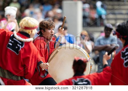 Columbus, Ohio, Usa - May 26, 2019: Columbus Asian Festival, Members Of Takarabune Dance Group From 