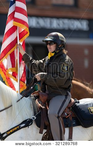 Benton Harbor, Michigan, Usa - May 4, 2019: Blossomtime Festival Grand Floral Parade, Michigan Sheri