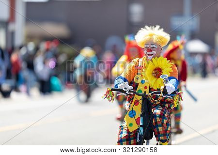 Benton Harbor, Michigan, Usa - May 4, 2019: Blossomtime Festival Grand Floral Parade, Michiana Clown