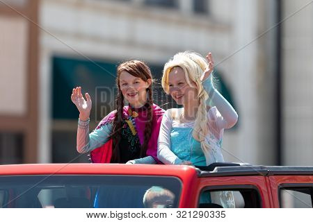 Benton Harbor, Michigan, Usa - May 4, 2019: Blossomtime Festival Grand Floral Parade, Girls Dress Up