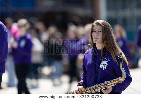 Benton Harbor, Michigan, Usa - May 4, 2019: Blossomtime Festival Grand Floral Parade, Members Of The