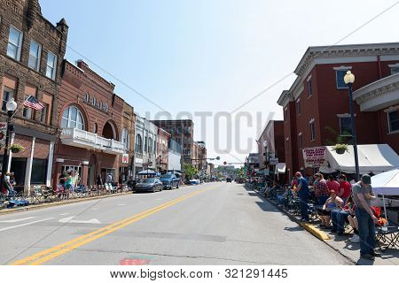 Buckhannon, West Virginia, Usa - May 18, 2019: The Historic Building Along Main Street, With Locals 