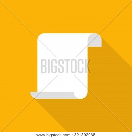 Peace Of Paper Curved On Orange Background With Shadow Isolated Flar Design. Quiz Symbol. Education 