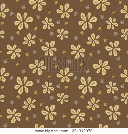 Vector Seamless Colorful Flower Pattern. Flat Botanical Ornament With Minimalistic Elements.