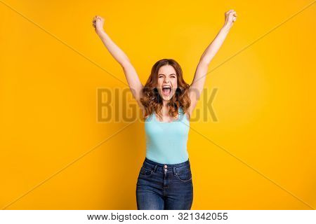 Photo Of Curly Wavy Crazy Beautiful Attractive Rejoicing Overjoyed Girlfriend Wearing Turquoise Tank