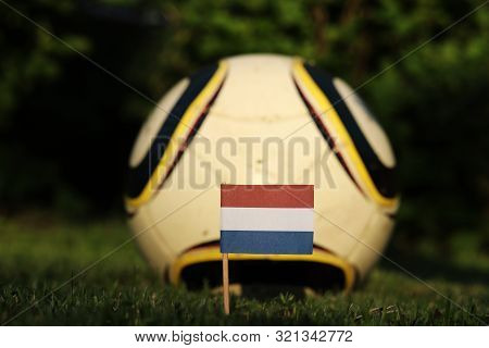 State Symbol Of Netherlands Stabbed In Playground And In The Background Soccer Ball Fore Better Look