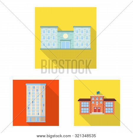 Isolated Object Of Municipal And Center Logo. Set Of Municipal And Estate Vector Icon For Stock.