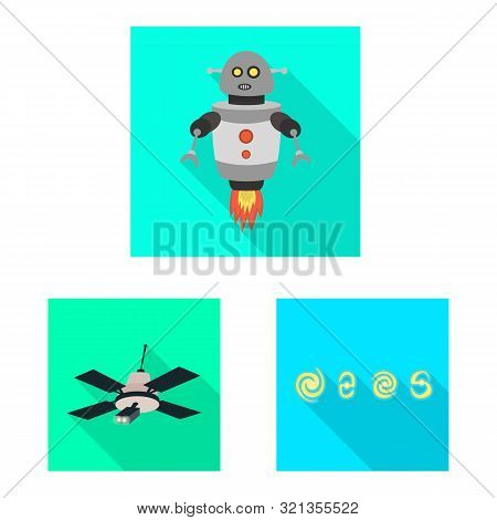 Vector Illustration Of Science And Cosmic Symbol. Set Of Science And Technology Vector Icon For Stoc