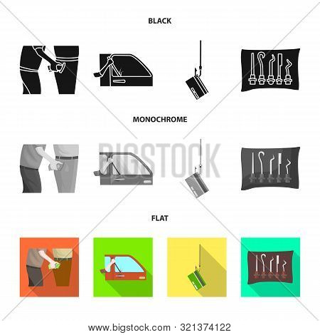 Isolated Object Of Crime And Steal Symbol. Set Of Crime And Villain Vector Icon For Stock.