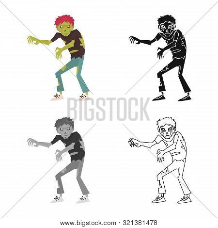 Vector Illustration Of Zombie And Man Symbol. Set Of Zombie And Monster Stock Vector Illustration.
