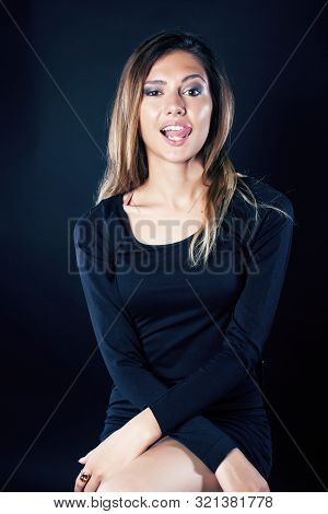 Young Blond Real Woman Emotional In Depression Dark Indoor