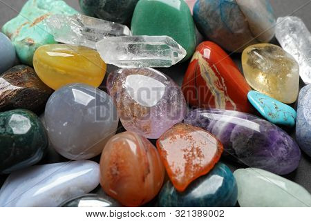 Different Precious Gemstones As Background, Closeup View