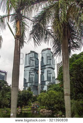 Hong Kong - November 8, 2014: Lippo Centre, Hong Kong, Seen From Hong Kong Park