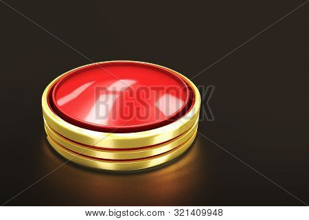 Red Panic Button Sign 3d Illustration. Red Alarm Shiny Panic Button. Sos Emergency Alarm. Safety Con