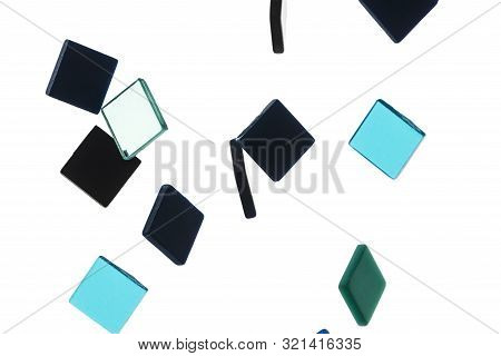 Colored Mosaics Bricks Sorars Over White Background