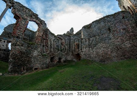 Walls And Windows From The Soimos Fortress. Fisheye View. Built In 1278
