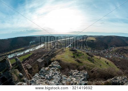 Fisheye View Of Soimos Fortress. Built In 1278