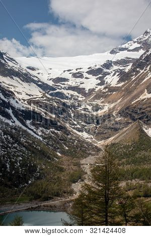 View Of A Panorama From The Mountains Around Alp Gruem-bernina Massif And Palue Gletzscher, Swiss Al