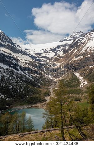 View Of A Panorama From The Mountains Around Alp Gruem-bernina Massif And Palue Gletzscher, Swiss Al