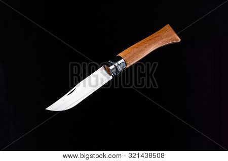 Knife Isolate With A Wooden Handle. French Knife.