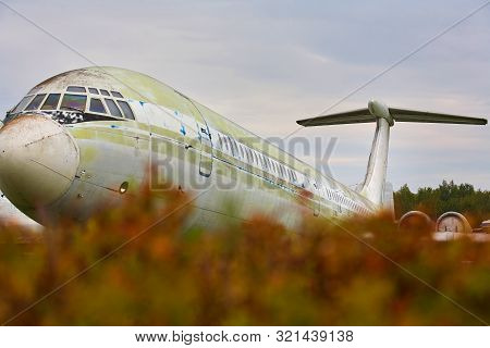 Old, Shabby Military Transport, Cargo Plane Close-up.