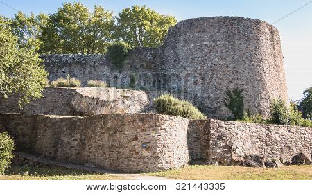 Architectural Detail Of The Medieval Castle Of Montaigu , France