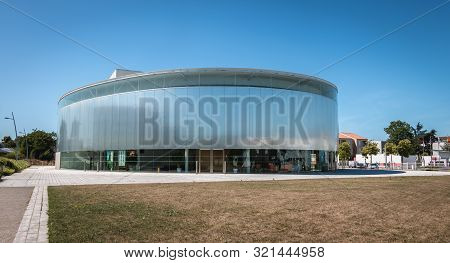 Architectural Detail Of The Modern Thalie Theater In  Montaigu, France