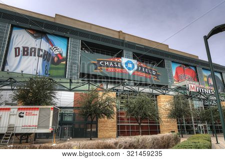 Phoenix, Arizona/united States- January 9, 2018: A View Of Chase Field In Phoenix, Arizona. Built In