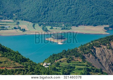 Fierza Reservoir In Albania Between Kukes And Fierze