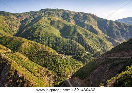 Green Hills Around Kunora Dardhes In Albania Near Fierza