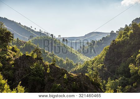 Green Hills Around Kunora Dardhes In Albania Near Fierza