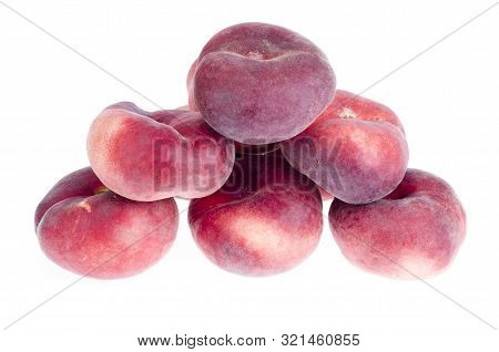 Heap Of Sweet Paraguaya Peaches Isolated On White Background