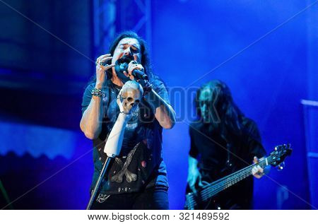 SIBIU, ROMANIA - JULY 26, 2019: James LaBrie vocalist of the progressive metal band Dream Theater performing live at Artmania Festival