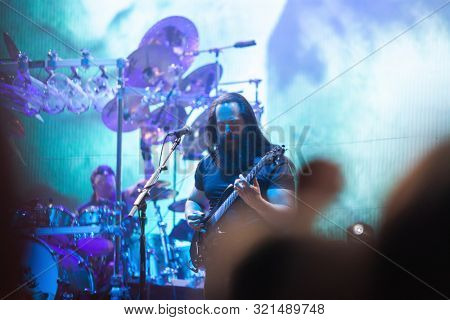 SIBIU, ROMANIA - JULY 26, 2019: James LaBrie vocalist of the progressive metal band Dream Theater performing live at Artmania Festival
