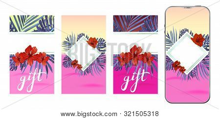 Template Bochure. Stories Layout For Social Media Design Background. Trendy Editable Tropical Templa
