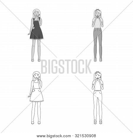 Vector Design Of Posture And Mood Logo. Collection Of Posture And Female Stock Vector Illustration.