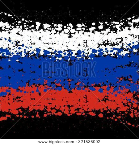 Color Ink Blots Rrussian Flag Isolated On Black Background