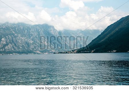 Boko Kotor Bay. Beautiful Sea And Mountain Views Of The Natural Landscape And Coastal City In Monten