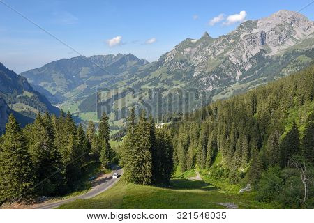 Landscape At The Valley Of Melchtal In The Swiss Alps