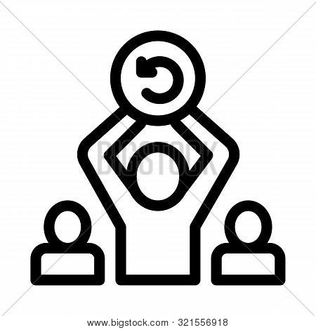 Man Silhouette Holding Over Head Agile Sign Vector Icon Thin Line. Agile Rocket And Document, Gear A