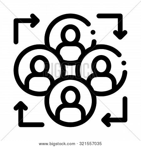 Human Silhouettes And Arrow Agile Element Vector Icon Thin Line. Agile Rocket And Document, Gear And