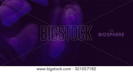 Violet Biosphere Vector Illustration. Abstract Organic Sphere. Liquid Shape With Outlines. Strange T