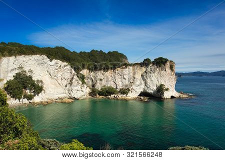 Beautiful Coast Around Path To Cathedral Cove On Coromandel Peninsula, New Zealand