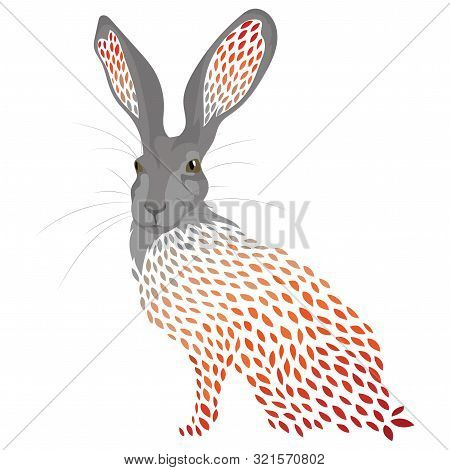 Cartoon Hare. Stylized Wild Hare. Colored Vector Illustration. Tattoo.