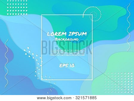 Fluid Background Liquid Colorful Modern Design And Memphis Halftone Style With Space For Your Text. 